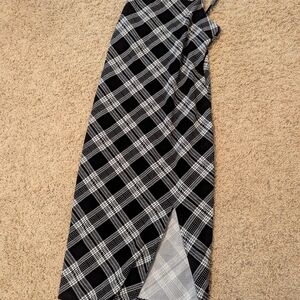 No Boundaries Asymmetrical Plaid Skirt in Black and White